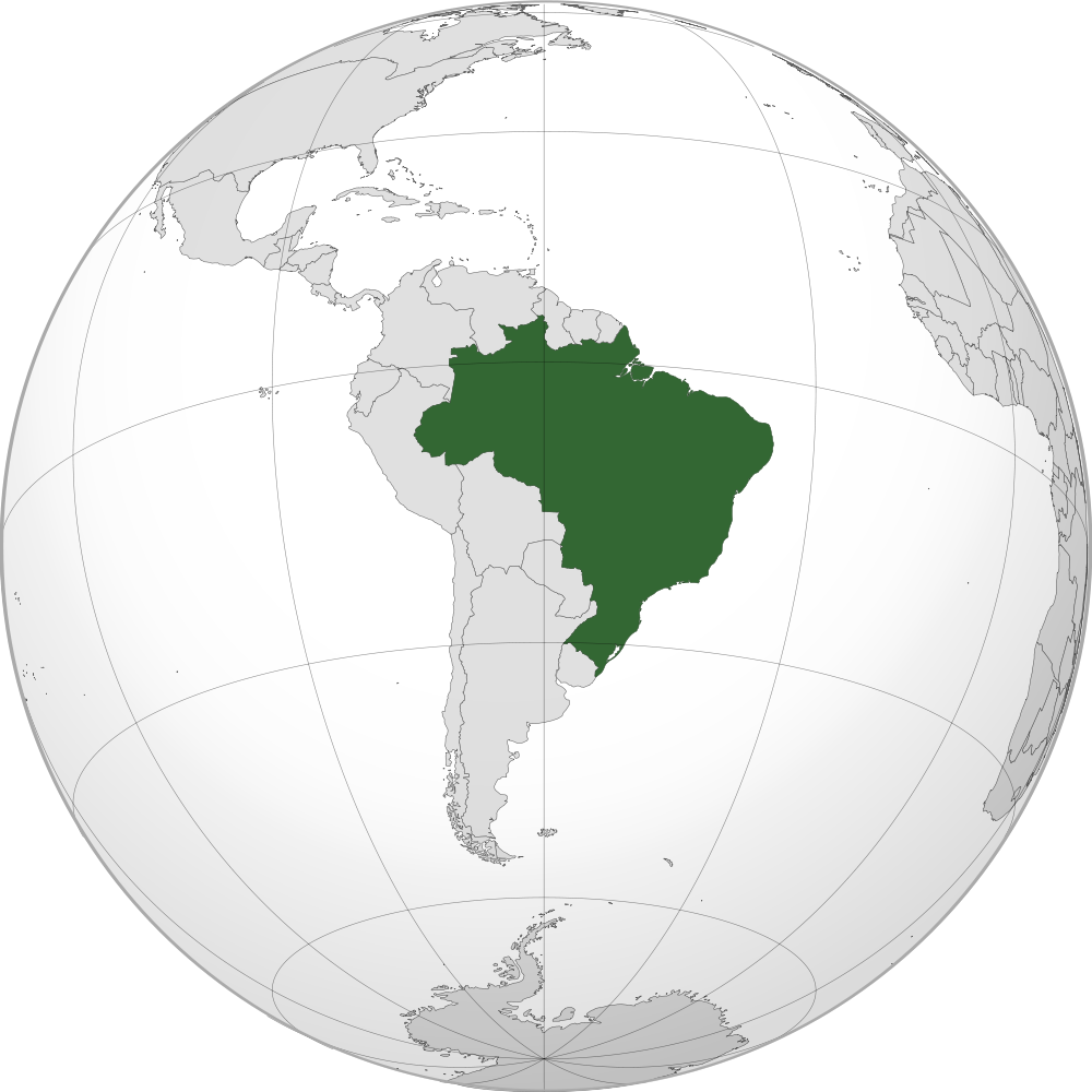 Brazil in globe